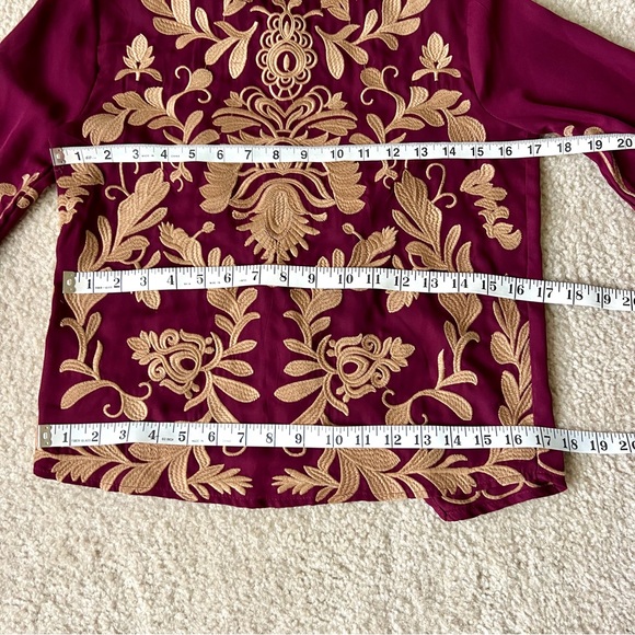 GIMMICKS Embroidered Bell Sleeve Mock Neck Boho Blouse—SZ. XS - Picture 15 of 17